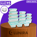 Kit con 15 Frascos Herméticos de Vidrio + 10 Vasos de Vidrio Aruba de Regalo