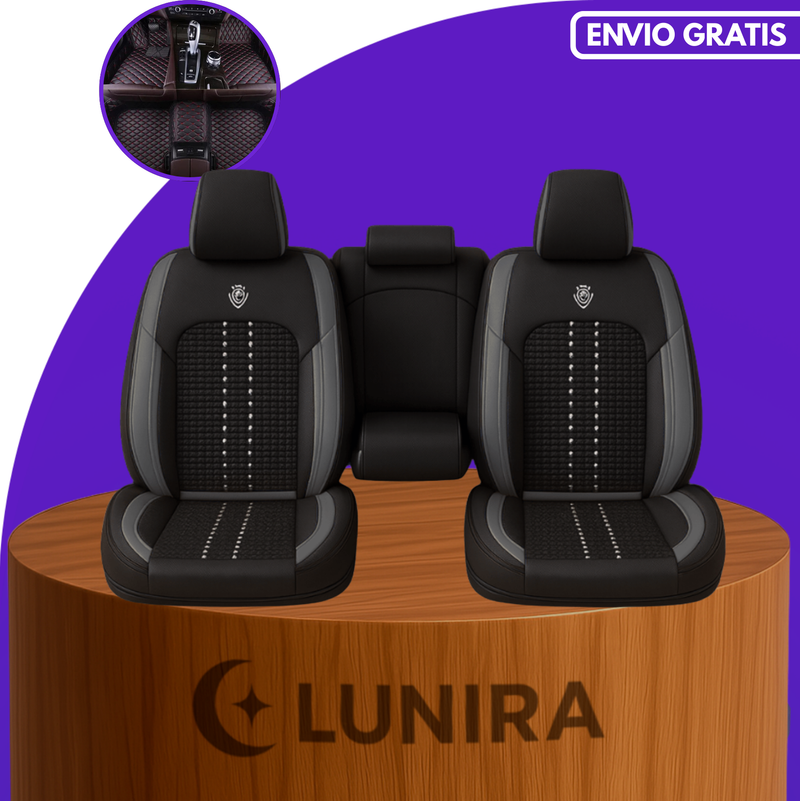 Funda para Asiento de Auto Deluxe en Cuero Legítimo Universal +REGALO: Alfombra Completa