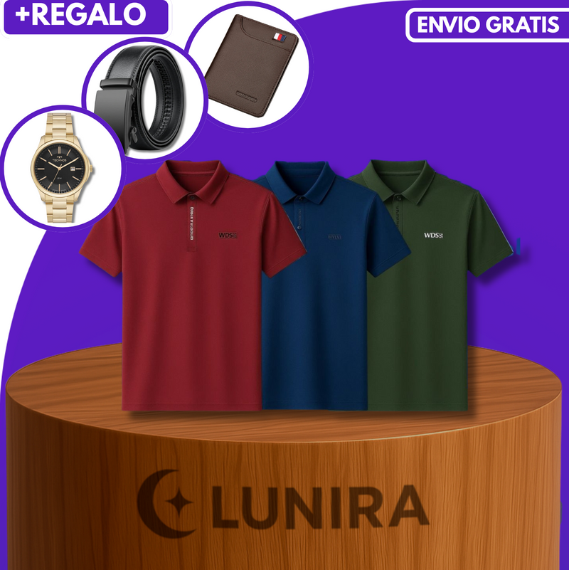 [Llevá 3, Pagá 2] Camisa Polo de Hombre Lanux en Algodón y Poliéster +REGALOS: Reloj, Cinturón y Billetera